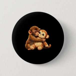 Bóton Redondo 5.08cm Amante de macaco fofo macaco bebê fofo soco abraça