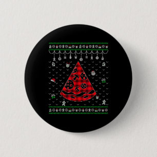 Bóton Redondo 5.08cm Amante de Pizza Xadrez Vermelho Natal Feio Diverti