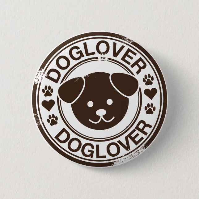 Bóton Redondo 5.08cm Amante do cão com cara do filhote de cachorro (Frente)