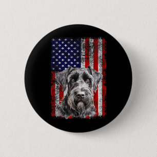 Bóton Redondo 5.08cm Amante do Cão Schnauzer Bandeira dos EUA 4 de Julh