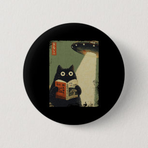 Bóton Redondo 5.08cm Amantes de Livros de Gatos Japoneses Vintage Ovni