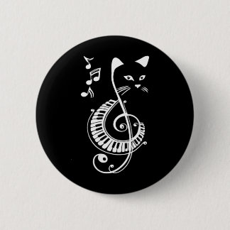 Bóton Redondo 5.08cm Amantes de Música de Gato em Clave de Sol Feminino
