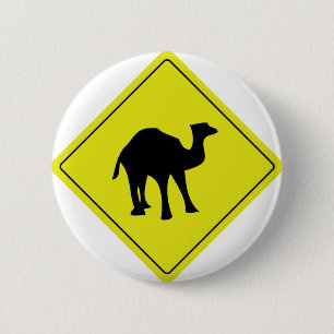 Bóton Redondo 5.08cm amarelo australiano do roadsign do camelo
