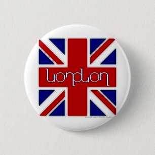 Bóton Redondo 5.08cm Ambigram de "Londres" na bandeira BRITÂNICA