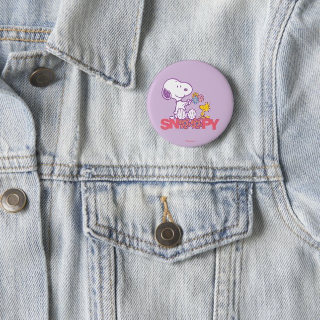 Bóton Redondo 5.08cm Amendoins | Flores De Esnoopia E De Madeira (In Situ)