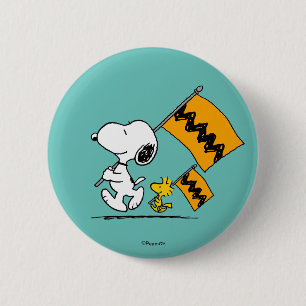 Bóton Redondo 5.08cm Amendoins Sinalizadores de Snoopy & Woodstock