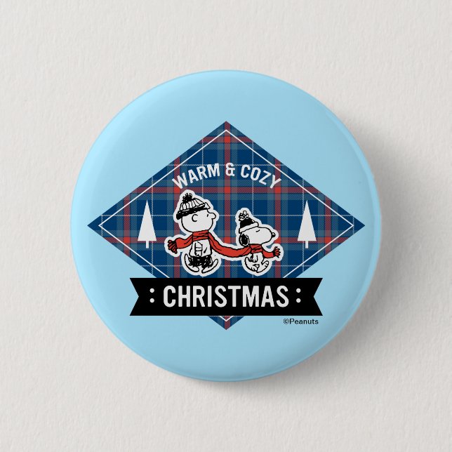 Bóton Redondo 5.08cm Amendoins | Snoopy & Charlie Brown Warm & Cozy (Frente)