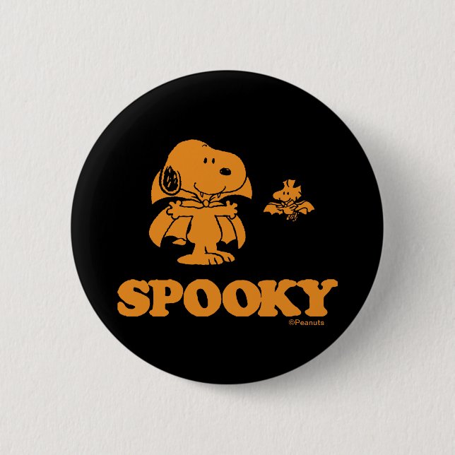 Bóton Redondo 5.08cm Amendoins | Snoopy & Woodstock Spooky (Frente)