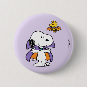 Bóton Redondo 5.08cm Amendoins Snoopy Woodstock Vampiro Halloween