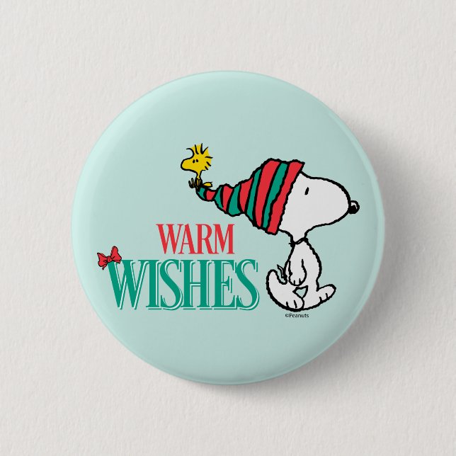 Bóton Redondo 5.08cm Amendoins | Snoopy & Woodstock Warm Wish (Frente)