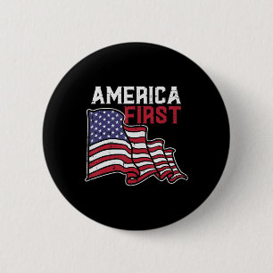 Bóton Redondo 5.08cm America First US Flag Memorial Day 4° De Julho Men
