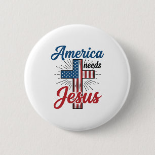 Bóton Redondo 5.08cm América Precisa de Jesus Camisa Patriótica da Cruz