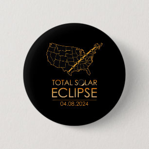 Bóton Redondo 5.08cm América Total Eclipse Solar 8 de abril de 2024 Map