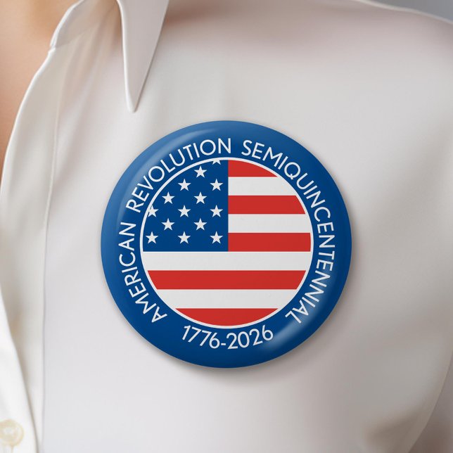 Bóton Redondo 5.08cm American 250 Semiquincentenal 1776-2026 EUA Flag (Celebrate America's 250th Birthday with a Collectible Button for the 2026 Festivities)