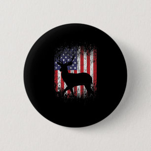 Bóton Redondo 5.08cm American Deer Hunting Patriótico Flag Whitet