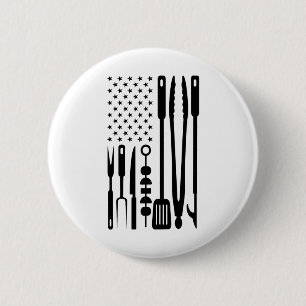Bóton Redondo 5.08cm American Flag Utensil Churrasco Griller Pitmaster