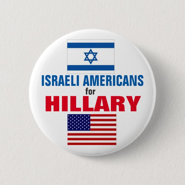 Bóton Redondo 5.08cm Americanos israelitas para Hillary 2016 (Frente)