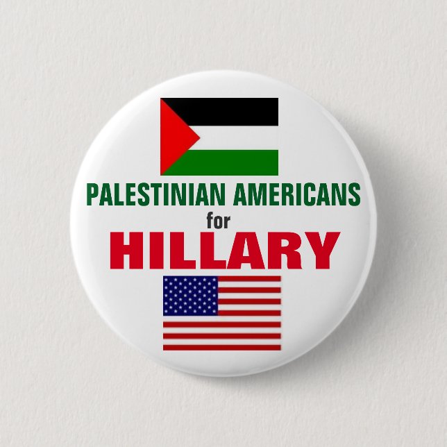 Bóton Redondo 5.08cm Americanos palestinos para Hillary 2016 (Frente)