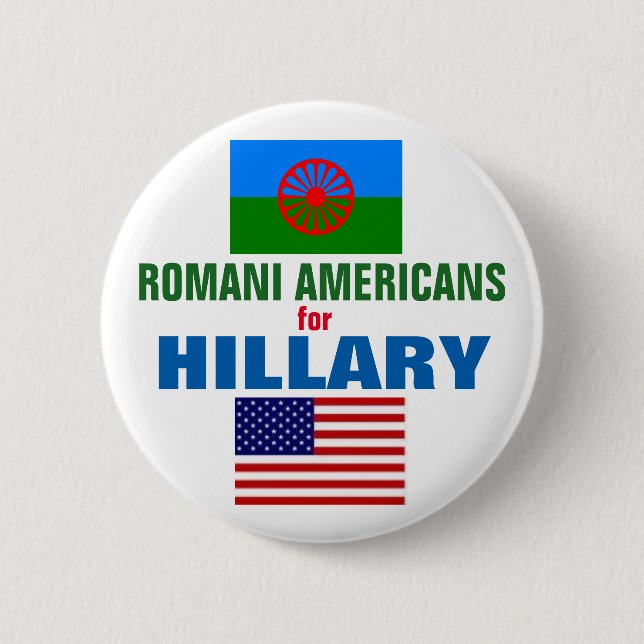 Bóton Redondo 5.08cm Americanos Romani para Hillary 2016 (Frente)