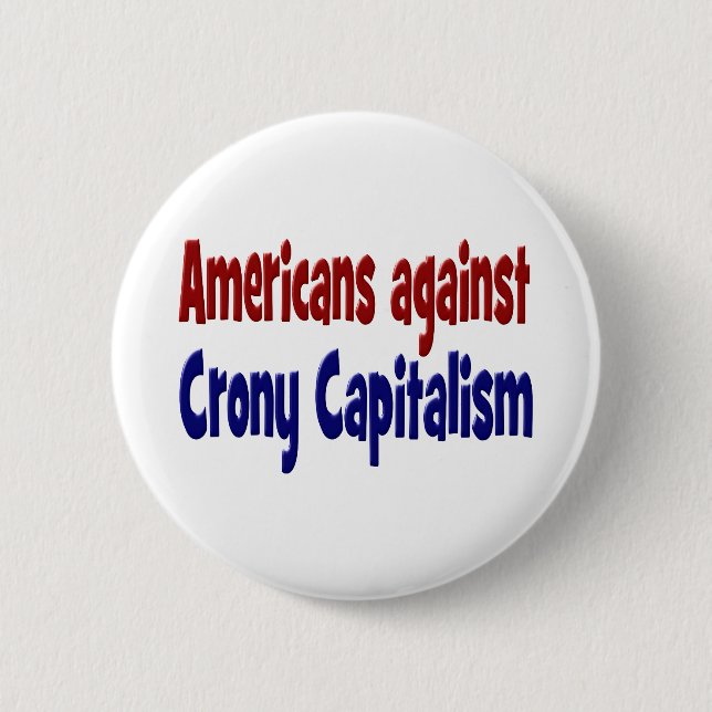 Bóton Redondo 5.08cm Americans Against Crony Capitalism red blue text (Frente)