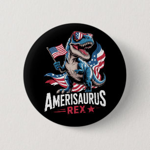 Bóton Redondo 5.08cm Amerisaurus T Rex Dinossauro 4 De Julho Bandeira A
