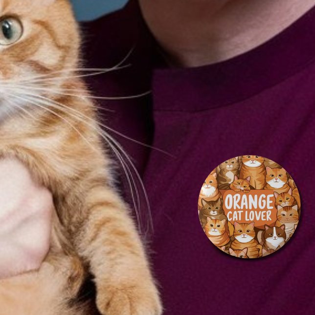Bóton Redondo 5.08cm Amo de gato laranja presente de gengibres (Criador carregado)