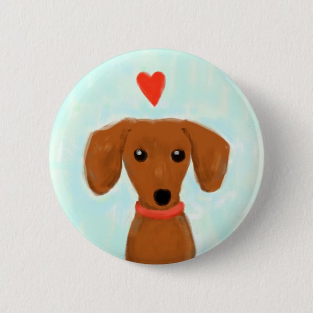 Bóton Redondo 5.08cm Amor de Dachshund (Frente)