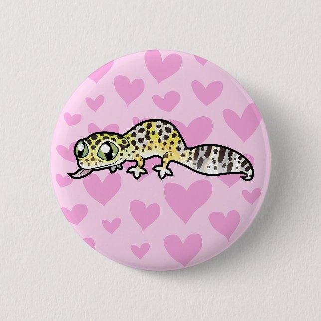 Bóton Redondo 5.08cm Amor de Lagartixa Leopardo (Frente)