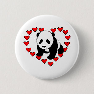 Bóton Redondo 5.08cm Amor do urso de panda