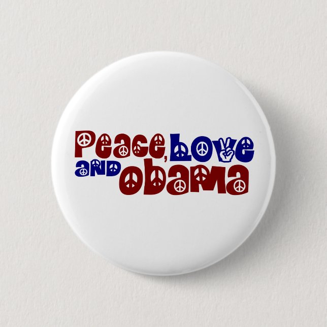 Bóton Redondo 5.08cm Amor e Obama da paz (Frente)