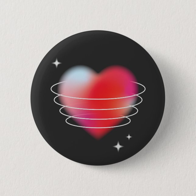Bóton Redondo 5.08cm Amor espacial, dia de os namorados design vermelho (Frente)