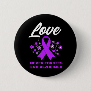Bóton Redondo 5.08cm Amor nunca esquece o mal de Alzheimer de ponta