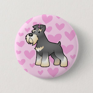Bóton Redondo 5.08cm Amor Schnauzer gigante/padrão/diminuto