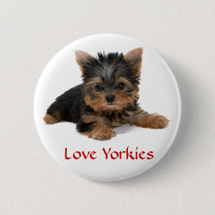 Bóton Redondo 5.08cm Amor Yorkies Pin Botão