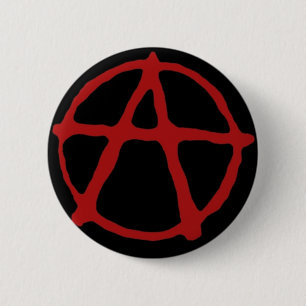 Bóton Redondo 5.08cm Anarquia. T-shirt preto com símbolo vermelho