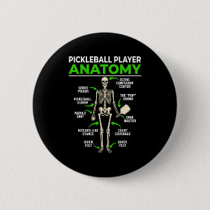Bóton Redondo 5.08cm anatomia de jogador de pickleball engraçado dink p