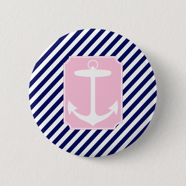 Bóton Redondo 5.08cm Âncora azul e rosa (Frente)