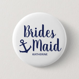 Bóton Redondo 5.08cm Âncora azul marinho náutica