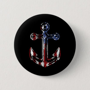 Bóton Redondo 5.08cm Âncora de Barco EUA Bandeira Americana 4 de Julho