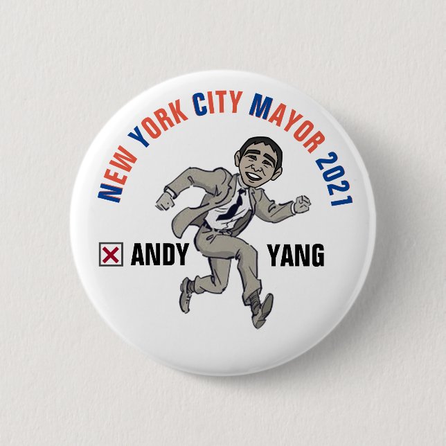Bóton Redondo 5.08cm Andy Yang para prefeito da NYC 2021 (Frente)