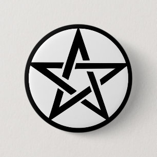Bóton Redondo 5.08cm anel preto do pentagram do pentacle