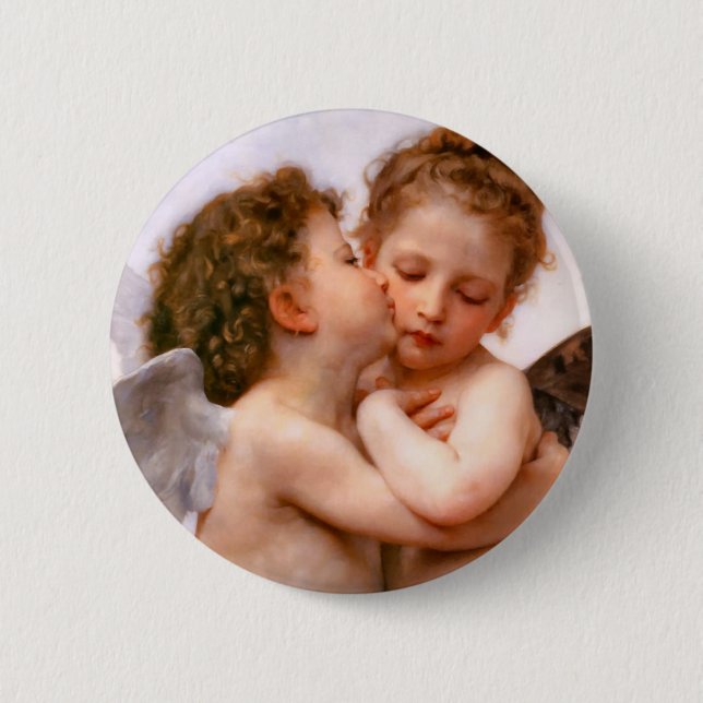 Bóton Redondo 5.08cm Angels First Kiss, Bouguereau (Frente)