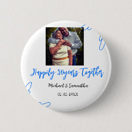 Bóton Redondo 5.08cm anima o nome da foto azul de folha de 50 anos