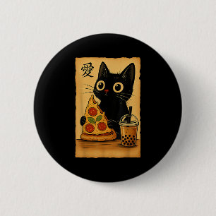 Bóton Redondo 5.08cm Animação Kawaii Japonês Pizza Cat A Chá Cat Comend