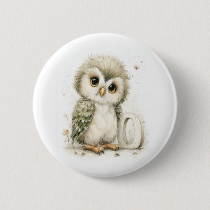 Bóton Redondo 5.08cm Animais Bebês Adoráveis em Aquarela com Letras do