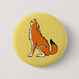 Bóton Redondo 5.08cm Animais selvagens - Red WOLF - Nature - amarelo