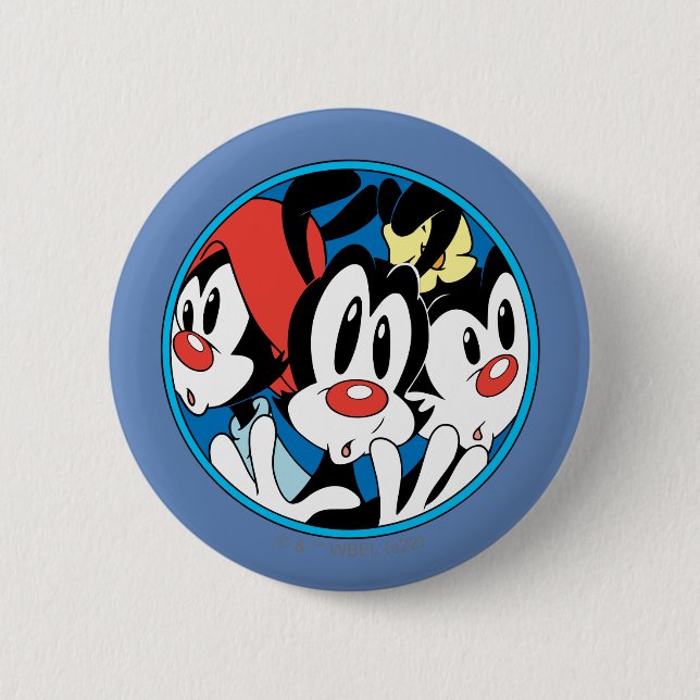 Bóton Redondo 5.08cm Animaniacs | Gráfico do círculo dos irmãos Warner (Frente)