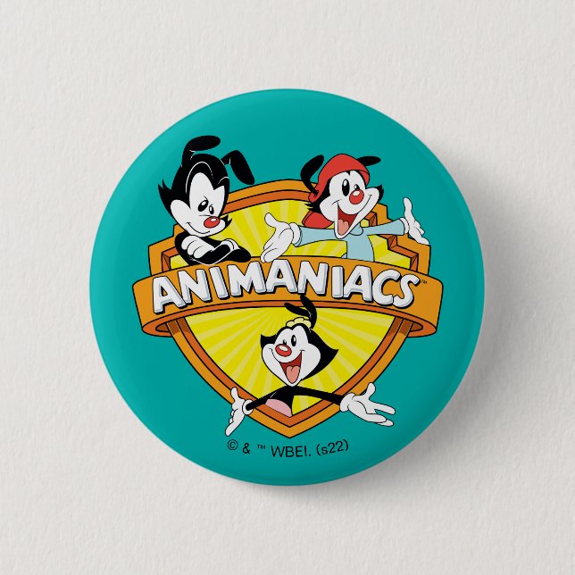 Bóton Redondo 5.08cm Animaniacs | Warner Brothers & Sister WB Shield (Frente)