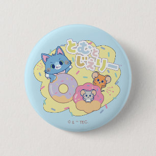 Bóton Redondo 5.08cm Anime as Delícias da Rosquinha com Tom, Jerry e Tu