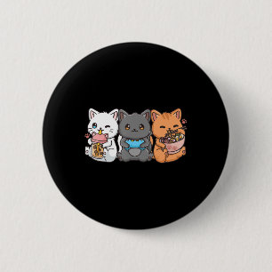 Bóton Redondo 5.08cm Anime Boba Tea Bubble Tea Gamer Ramen Cat